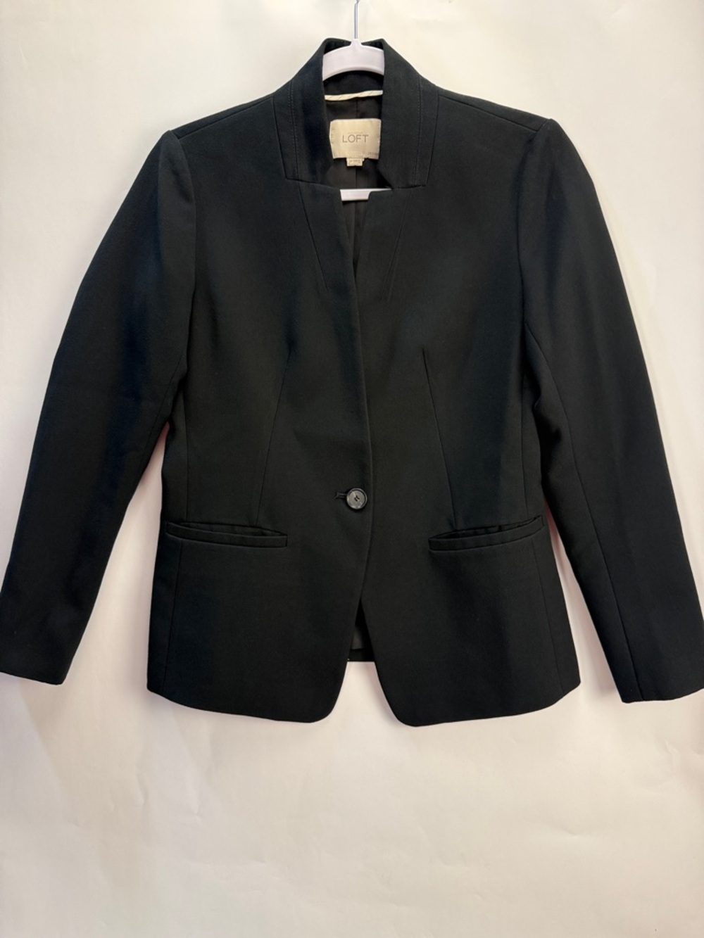 Ann Taylor LOFT Black Single-Button Collarless Women's Blazer Size 2P